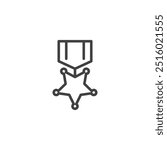 Medal of Honor line icon. linear style sign for mobile concept and web design. Military medal with a star outline vector icon. Symbol, logo illustration. Vector graphics
