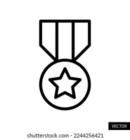 Medal of honor, rank, award vector icon in line style design for website, app, UI, isolated on white background. Editable stroke. EPS 10 vector illustration.