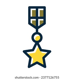 Medal Of Honor Vector Thick Line Filled Dark Colors Icons For Personal And Commercial Use.

