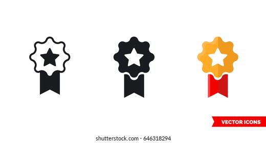 Medal icon of 3 types: color, black and white, outline. Isolated vector sign symbol.