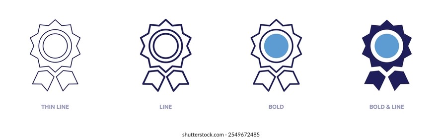 Medal icon in 4 different styles. Thin Line, Line, Bold, and Bold Line. Duotone style. Editable stroke.