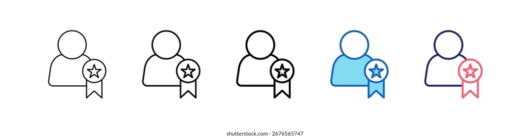 Ícone De Medalha Em 5 Estilos Diferentes Conjunto Coleção.
