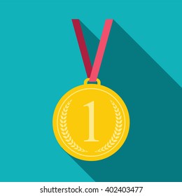 Medal icon app. 1 First Place Gold. Vector Illustration. EPS10