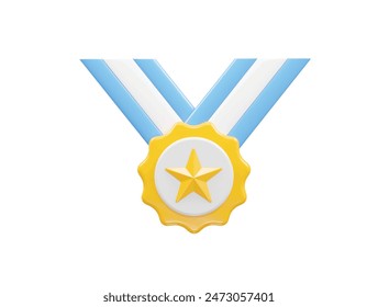 Icono de medalla premio 3d ilustración de renderizado elemento campeón