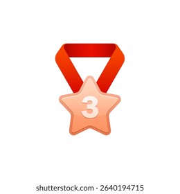 Medal icon. Award icon. Award badge. Game reward. Star icon. Game art. Game Medal. Achievement badge. Winner's trophy icon. Symbol victory. Reward badge. Third place. Quality mark. Champion. Win 