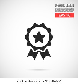 Medal icon. Award black pictogram. Modern flat design vector illustration, new high quality concept for web banners, web site, infographics. Vector icon graphic art isolated on gradient background