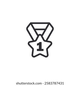 Medal icon. Award icon. Sports reward. Level complete. Game art. Game Medal. Achievement badge. Winner's trophy icon. Symbol victory. Reward badge. First place. Quality mark. Champion. Award badge.