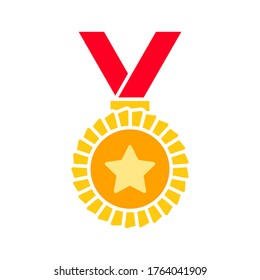 Medaillensymbol.  Award-Symbol, Vektordesign-Vorlage auf weißem Hintergrund. Medaille - Band.  Vektorgrafik
