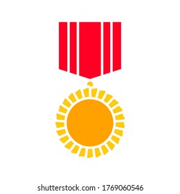 icono de medalla.  plantilla de diseño de vector de icono de premio sobre fondo blanco. medalla - cinta.  ilustración vectorial