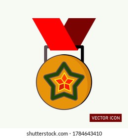 Medaillensymbol, Auszeichnung. Vektormedaille mit einem flachen Stil.