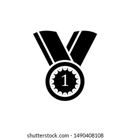Medal Icon best Vector , Template Logo Design Simple Badge Trophy Winner Emblem Isolated Illustration , Outline Solid Background White
