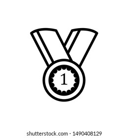 Medal Icon best Vector , Template Logo Design Simple Badge Trophy Winner Emblem Isolated Illustration , Outline Solid Background White

