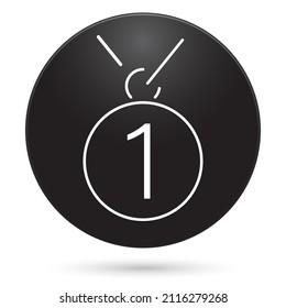 Medal icon, black circle button, vector illustration.