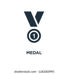 Medal icon. Black filled vector illustration. Medal symbol on white background. Can be used in web and mobile.