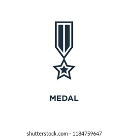 Medal icon. Black filled vector illustration. Medal symbol on white background. Can be used in web and mobile.