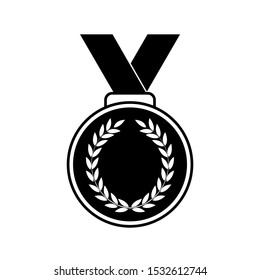 Medal icon - black vector 