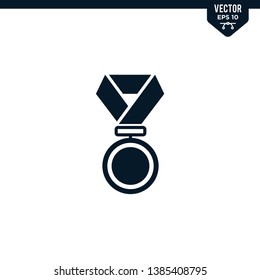 Medal icon collection in glyph style, solid color vector