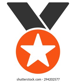 Medal icon from Competition & Success Bicolor Icon Set. Vector style: flat bicolor symbols, orange and gray colors, rounded angles, white background.