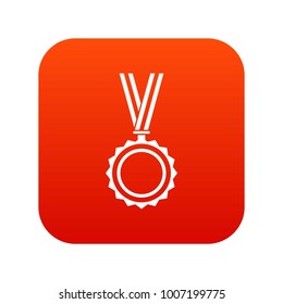 Medal icon digital red for any design isolated on white vector illustration