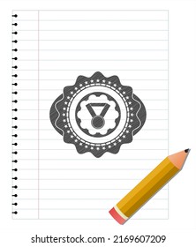 medal icon draw with pencil effect. Vector Illustration. Detailed. 