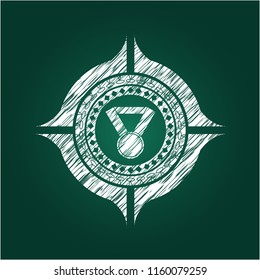 medal icon drawn on blackboard