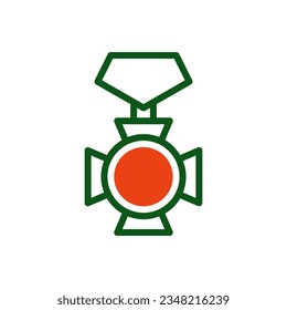 Medal icon duotone green orange colour military vector army element and symbol perfect.