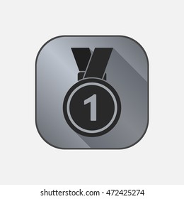 Medal icon with first place sign. Medal with ribbon. Award for winner and champion. Vector isolated object.