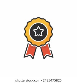 Medal icon in flat color style. Winner award medal prize