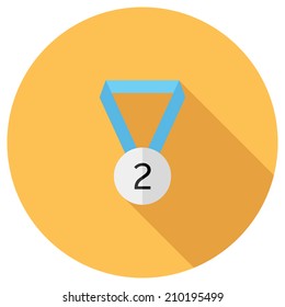 Medal icon. Flat design style modern vector illustration. Isolated on stylish color background. Flat long shadow icon. Elements in flat design.