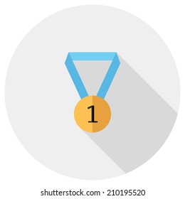 Medal icon. Flat design style modern vector illustration. Isolated on stylish color background. Flat long shadow icon. Elements in flat design.