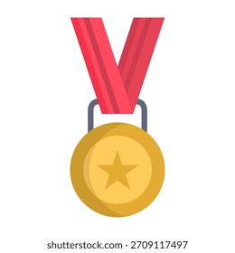 Ilustración vectorial de diseño plano de icono de medalla