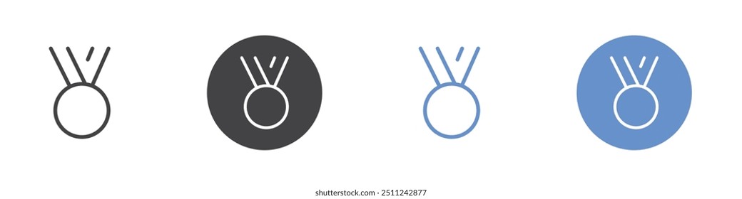 Medal icon Flat set in black and white color