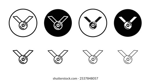 Medal icon Flat simple outline set