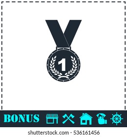 Medal icon flat. Simple vector symbol and bonus icon