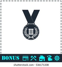 Medal icon flat. Simple vector symbol and bonus icon