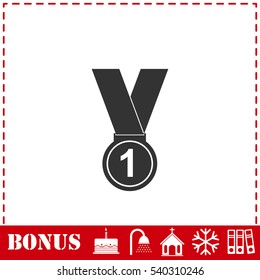 Medal icon flat. Simple vector symbol and bonus icon