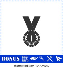 Medal icon flat. Simple vector symbol and bonus icon
