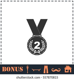 Medal icon flat. Simple vector symbol and bonus icon