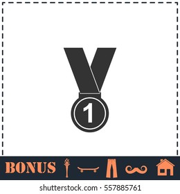 Medal icon flat. Simple vector symbol and bonus icon