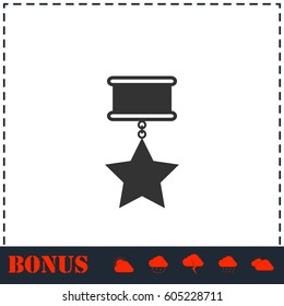 Medal icon flat. Simple vector symbol and bonus icon