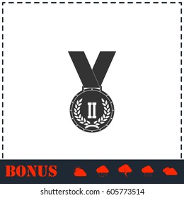 Medal icon flat. Simple vector symbol and bonus icon
