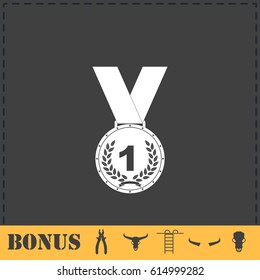 Medal icon flat. Simple vector symbol and bonus icon