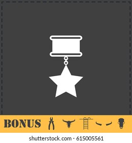 Medal icon flat. Simple vector symbol and bonus icon