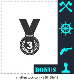 Medal icon flat. Simple vector symbol and bonus icon