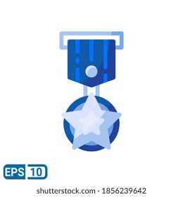 medal icon in flat style isolated on white background. Editable color. EPS 10 
