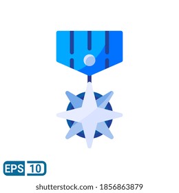 medal icon in flat style isolated on white background. Editable color. EPS 10