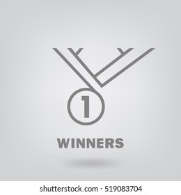 Medal Icon in  flat style isolated on grey background