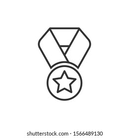 Medal icon in flat style. Prize sign vector illustration on white isolated background. Trophy award business concept.