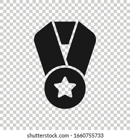 Medal icon in flat style. Prize sign vector illustration on white isolated background. Trophy award business concept.