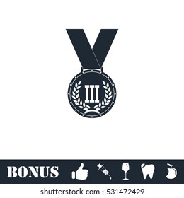 Medal icon flat. Vector illustration symbol and bonus pictogram